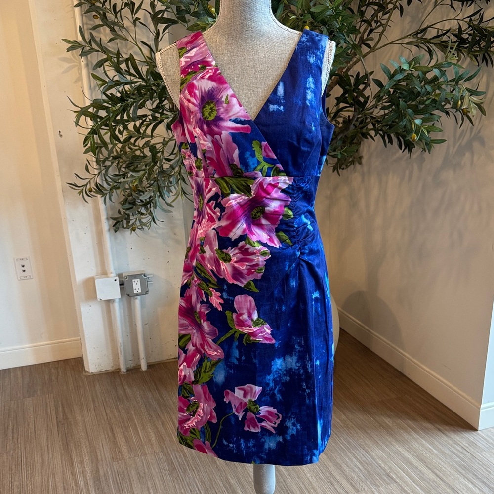 Donna Ricco Floral Blue and Pink Dress